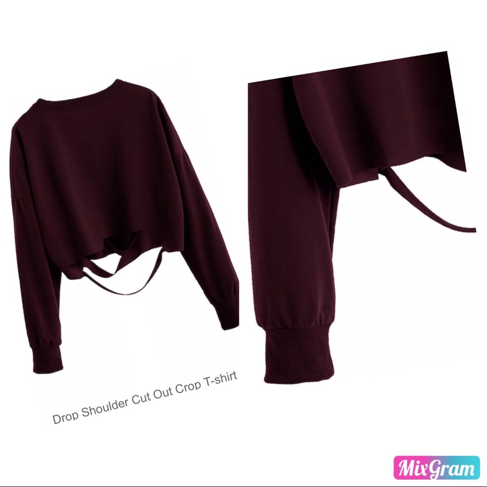 🍁DROP SHOULDER CUT-OUT CROP T-SHIRT SIZE MEDIUM🍁